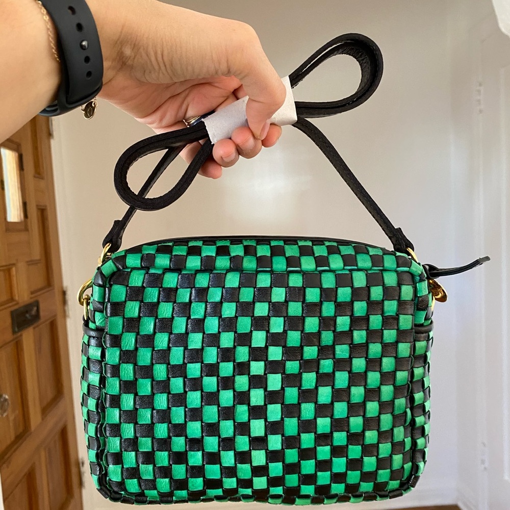 Clare V. Midi Sac Black & Green Checker